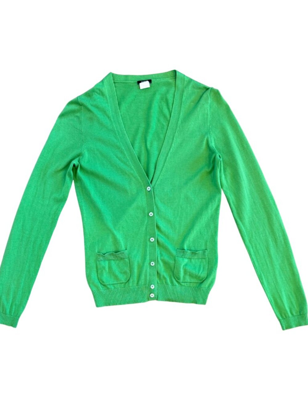 J.Crew Women’s Bright Green Button Up Lightweight Cardigan 100% Cotton Size XS